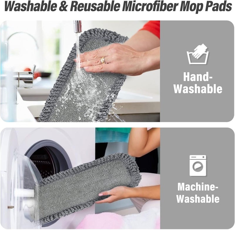 Panda Grip 16.5 inch Mop Pads Refills, 3 Pack Microfiber Reusable Replacement Mop Pads Flat Replacements Heads for Wet Or Dry Floor Cleaning and Scrubbing, Grey Tassel Cloth - Image 5